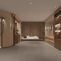 Modern SPA Sauna Space With Wooden Wall And Towel Storage