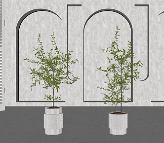 Modern potted plant bonsai green plant combination 3d model