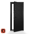 Modern Stylish Black Swing Door With Hexagonal Pattern And Glass Panel