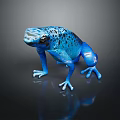 Vibrant Blue Frog With Black Spots And Shiny Skin On Dark Reflective Surface