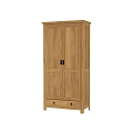 Solid Wood Double Door Wardrobe With Simple Design And Bottom Storage Drawers 3d model
