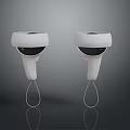 Two White Modern Security Cameras With Hanging String Design Features 3d model
