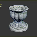 White Green Speckled Marble Sculpture Vase Shaped Carving With Ornate Base And Decorative Art Design