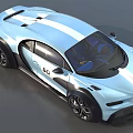 Light Blue Bugatti Sports Car With White Stripes And Number 80 Design