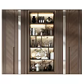 Stylish Modern Wooden Display Cabinet With Multiple Shelves Vases Books And Decorative Sculptures