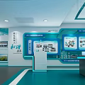 Modern Exhibition Hall Interior With Display Counters Digital Screens And Information Panels 3d model