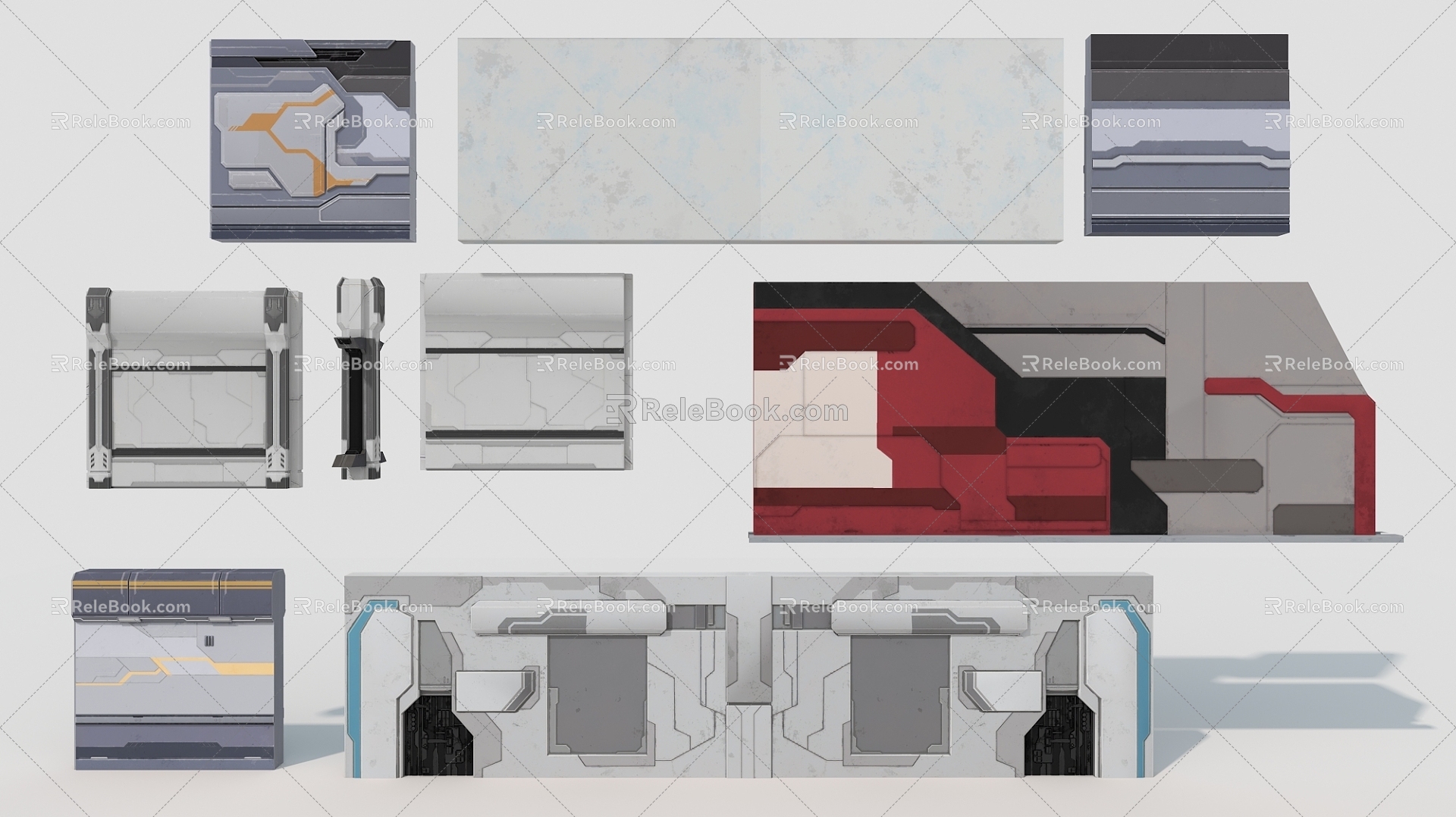 Space wall industrial wall sci-fi fence fence industrial door hard surface 3d model