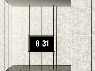 Light Colored Background Wall With Dividing Lines And Black Screen Displaying Numbers 3d model