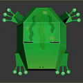 Green Frog Building Block With Polygonal Design Eyes Legs And Reflective Surface