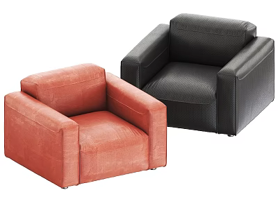 Modern Orange and Black Single Sofa with Contemporary Design and Comfortable Seats 3d model