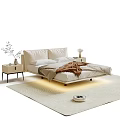 Modern Double Bed Setup With Bedside Tables Lamp Soft Bedding And Area Rug