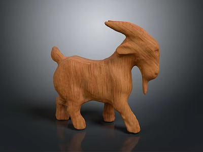 Wooden Goat Shaped Decorative Furniture Figurine for Home Decoration 3d model