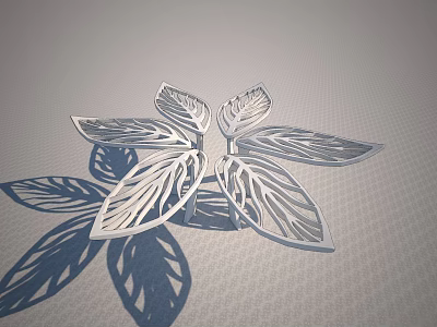 Leaf Shaped Garden Pavilion with Intricate Hollow Out Design and Shadow Projection on Gray Surface 3d model