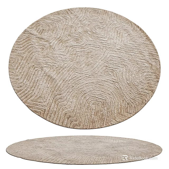 Round Textured Area Rug In Neutral Tones For Home Decor 3d model 