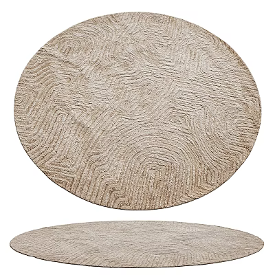 Round Textured Area Rug In Neutral Tones For Home Decor 3d model