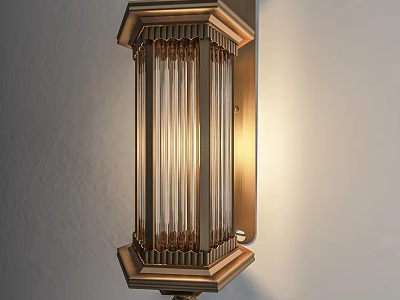 Modern Brass Wall Lamp With Vertical Glass Bars And Warm Illumination 3d model