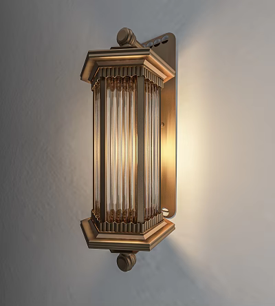 Modern Brass Wall Lamp With Vertical Glass Bars And Warm Illumination 3d model