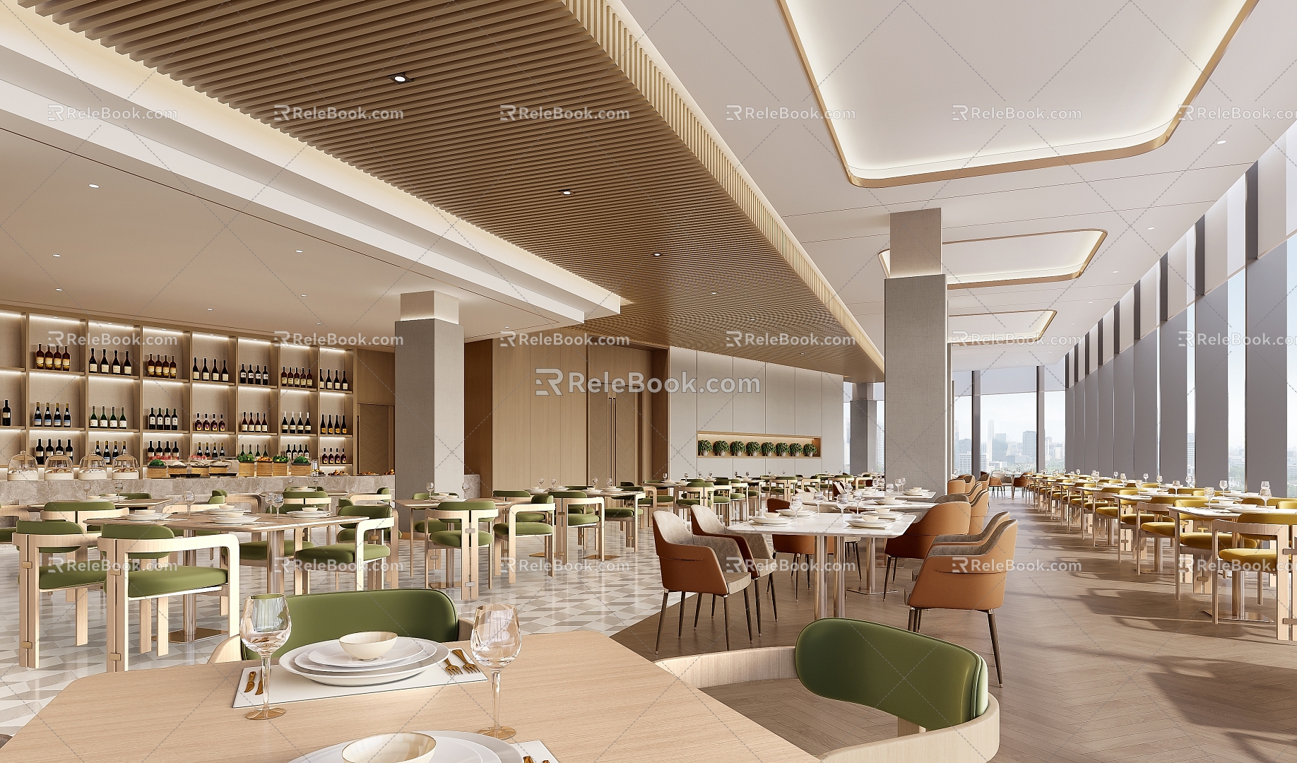 Open Restaurant Buffet Restaurant 3d model