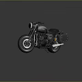 Vintage Black Motorcycle With Classic Design Side Bag Round Headlight And Metal Wheels