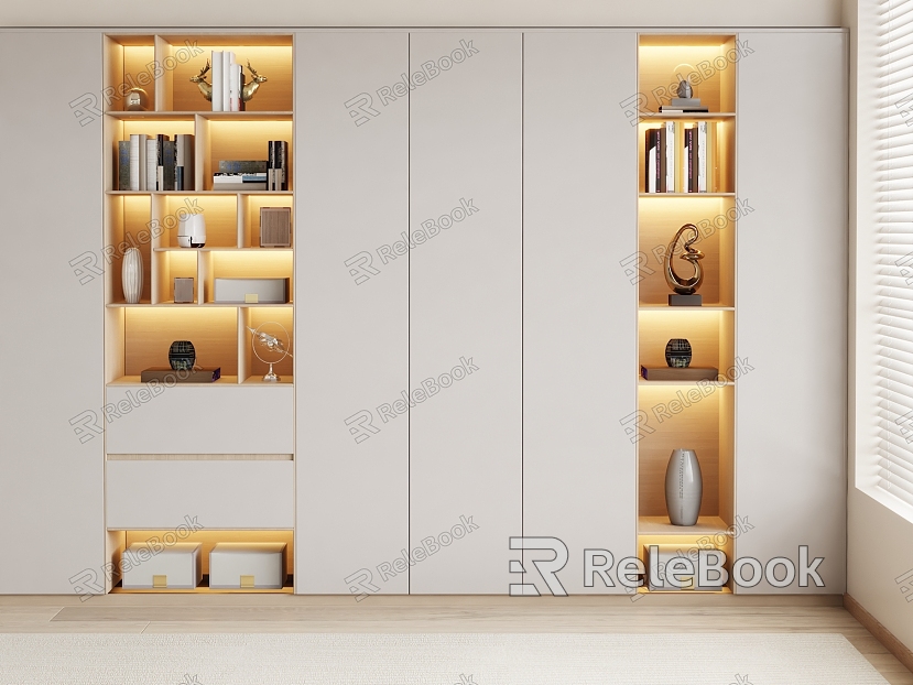 Modern Bookcase Cream Decorative Cabinet model