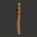 Traditional Bamboo Pan Flute With Yellow Pipes Red Straps And Decorative Band