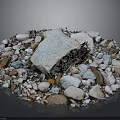 Wood And Stone Display Featuring Large Stone Pebbles Of Various Colors Sizes And Wooden Fragment