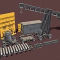 Machinery Military Equipment Industrial Equipment Crane Missile Container 3d model