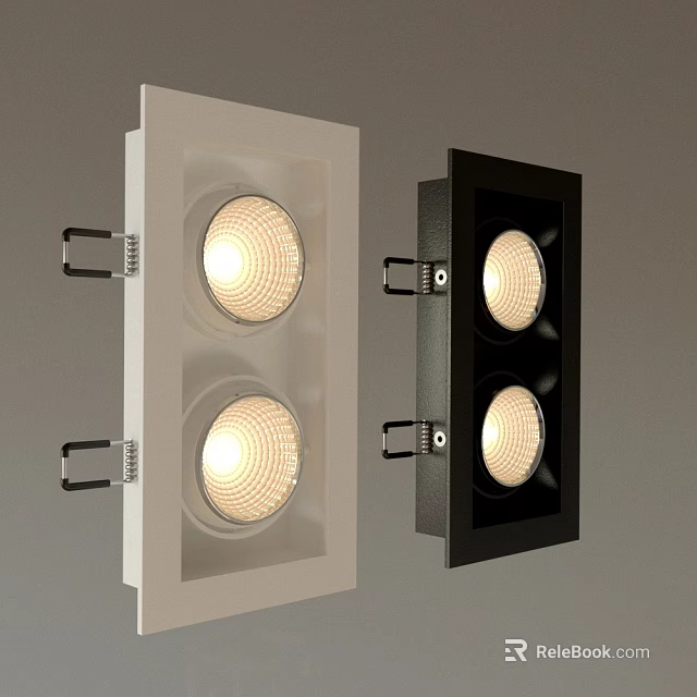 White and Black Double Head Recessed Downlights Spotlights Modern Home Lighting 3d model 