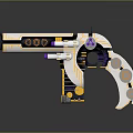 Futuristic Sci Fi Weapon Gun With White Yellow Purple Mechanical Design Features 3d model