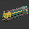 Green and Yellow Diesel Train Model on Dark Reflective Surface with Detailed Design