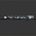 Detailed Miniature Workspace Layout Model With Multiple Tables Cabinets And Equipment