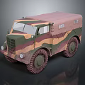 Classic Military Truck With Camouflage Pattern Canvas Roof And Multiple Wheels