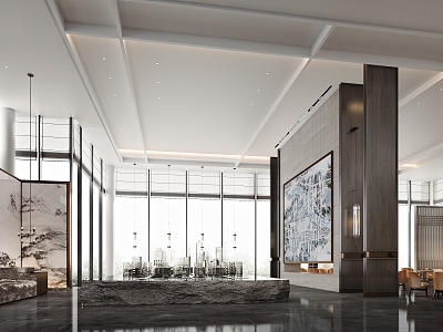 New Chinese Sales Office Sales Lobby 3d model