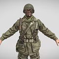 Man in Full Military Uniform With Helmet Tactical Gear and Boots Standing Pose