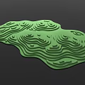 Green Topographic 3D Model With Wavy Texture And Irregular Shape Design 3d model