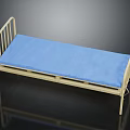 Minimalist Metal Bed Frame With Blue Mattress And Sleek Structure Design