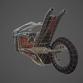 Teal And Red Cyberpunk Motorcycle With Streamlined Body Graffiti Patterns And Yellow Accents
