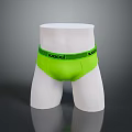 Green Men's Underwear on White Mannequin with Black Green Striped Waistband and KICOO Logo