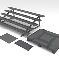 Industrial Metal Staircase Structure With Steps Tread Plates And Frame Components