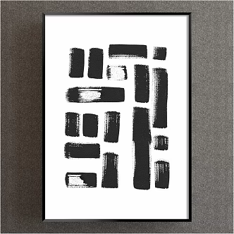 modern abstract painting black and white commercial space abstract decorative painting 3d model