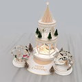 Christmas Decoration Tiered Tower With Star Small Trees Snow Globes And Illuminated Lights
