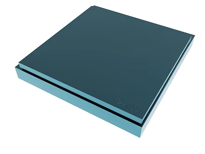Square Dark Blue Object With Light Blue Base And Smooth Surface Design 3d model