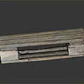Old Wooden Pallet With Metal Corner Brackets Worn Surface And Wood Grain On Dark Background