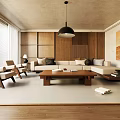 Modern Living Room Interior Design With Wooden Elements Neutral Tones Sofa And Coffee Table