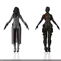 Futuristic Character Designs With White Gray Long Coat And Brown Green Utility Gear