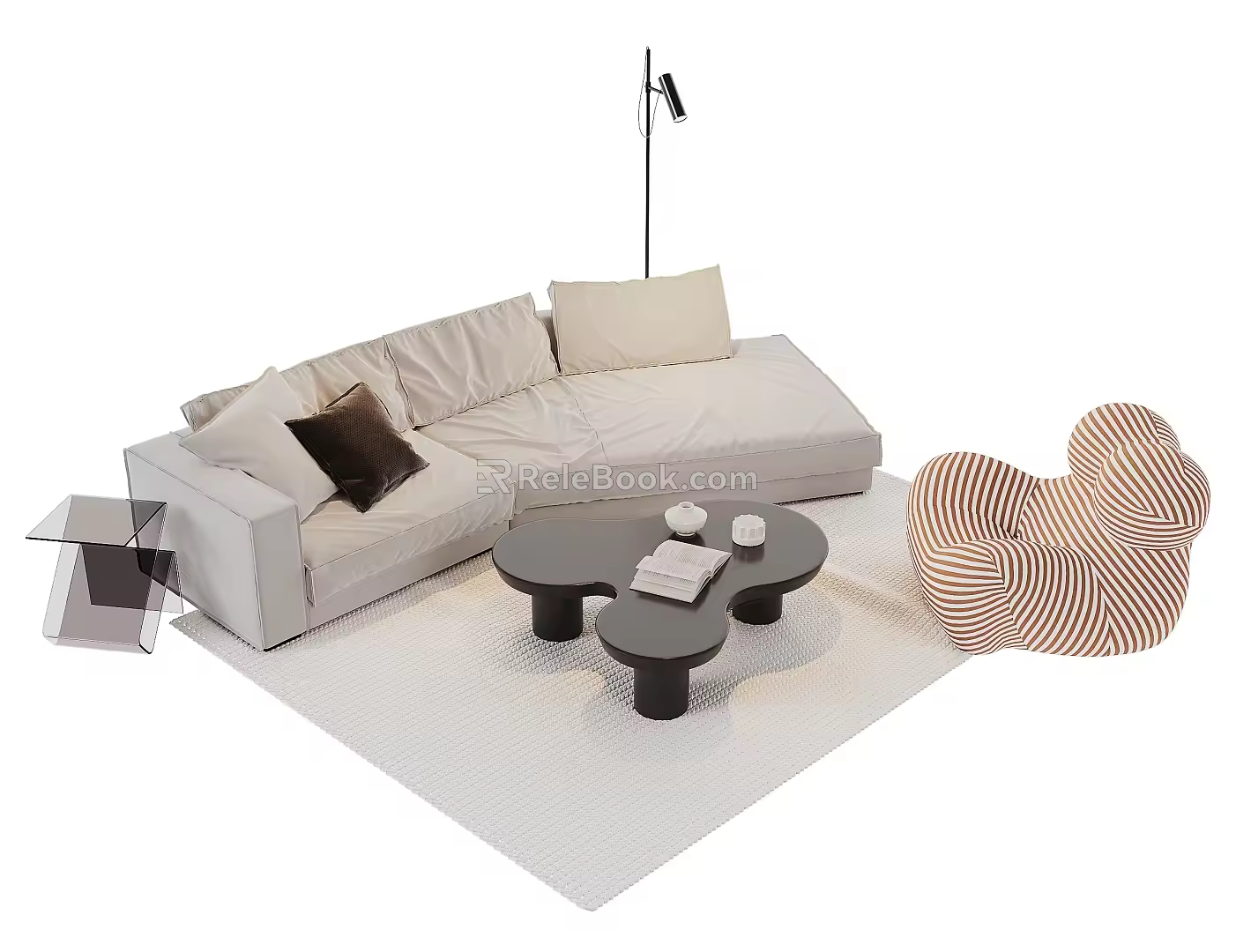 Modern sofa coffee table combination 3d model