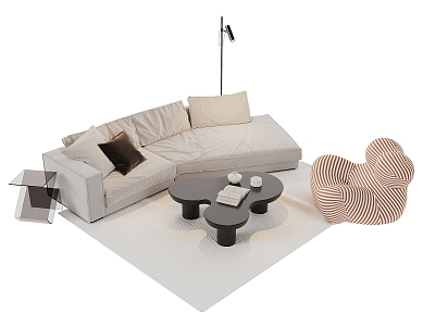 Modern sofa coffee table combination 3d model