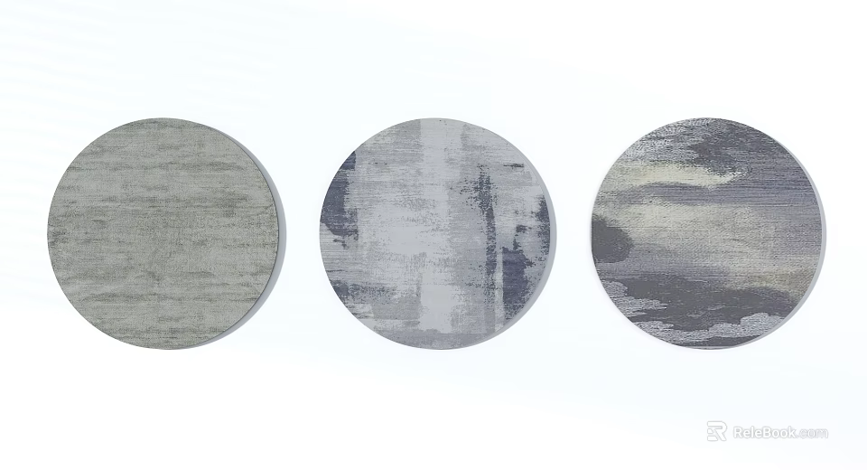 Round Rugs with Gray Abstract Patterns and Soft Textures for Modern Home Decor 3d model