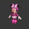 Minnie Mouse Game Movie Character In Pink Outfit With Bow And Black Ears