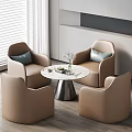 Modern Beige Chair And Round White Table Set For Living Room Interior Design